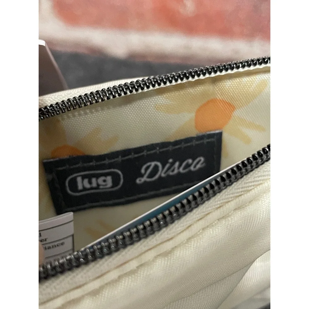 Lug Disco Small Accessory Pouch Macadamia White Pleated Mini Bag New